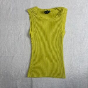 Buffalo David Bitton Yellow Sleeveless Stretch Knitted Rib‎ Vest Top Women Small